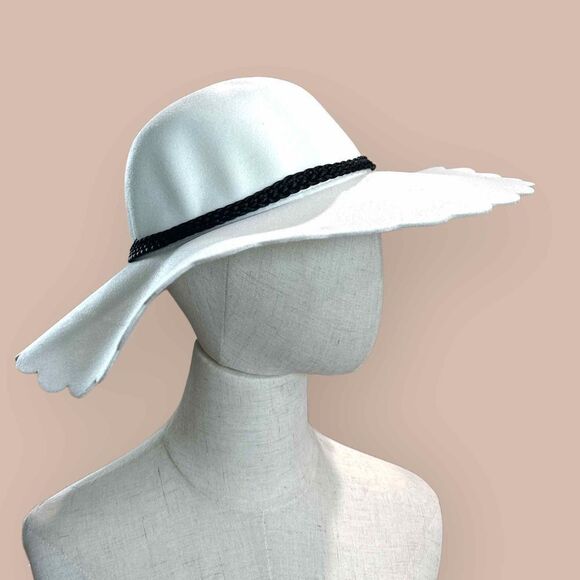 NWT Nordstrom BP. Women's Scallop Wide Brim Felt Hat- One Size - Ivory - Picture 2 of 6